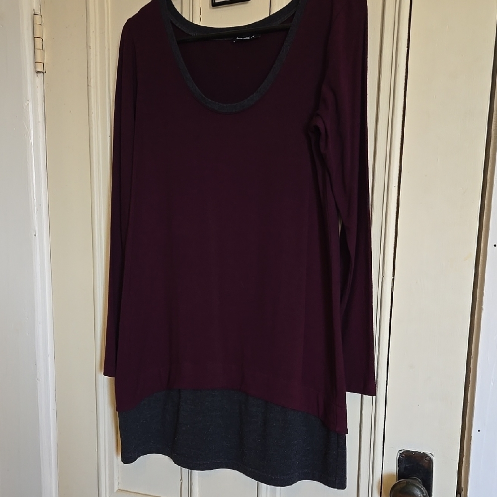 Women's Purple and Gray Long Sleeve Top